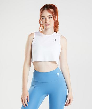 Camiseta Tirantes Gymshark Entrenamiento Crop Mujer Blancas | CO 2364DFM